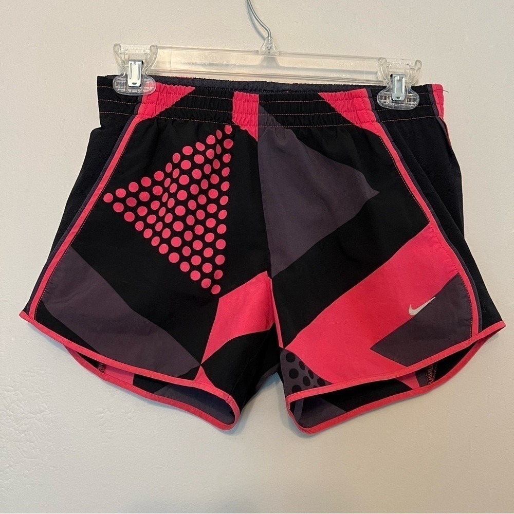Nike Dri-FIT Women‎ XS Pink Black Geometric Polka Dot Running Shorts